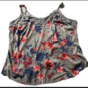 Torrid 3 Tank Top Camisole Womens 3x Floral Gray Pink Blue Lace Adjustable